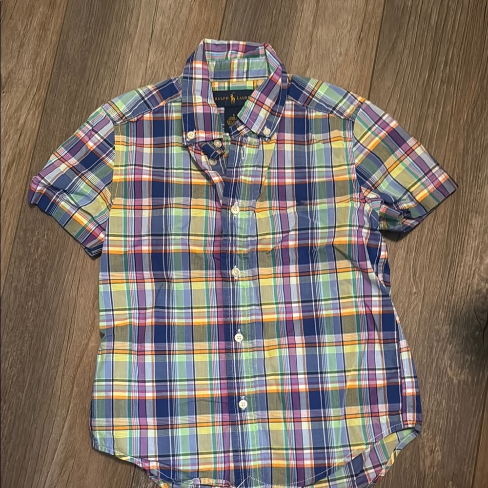 Ralph Lauren Kid’s Blue and Yellow Casual Button Down Shirt